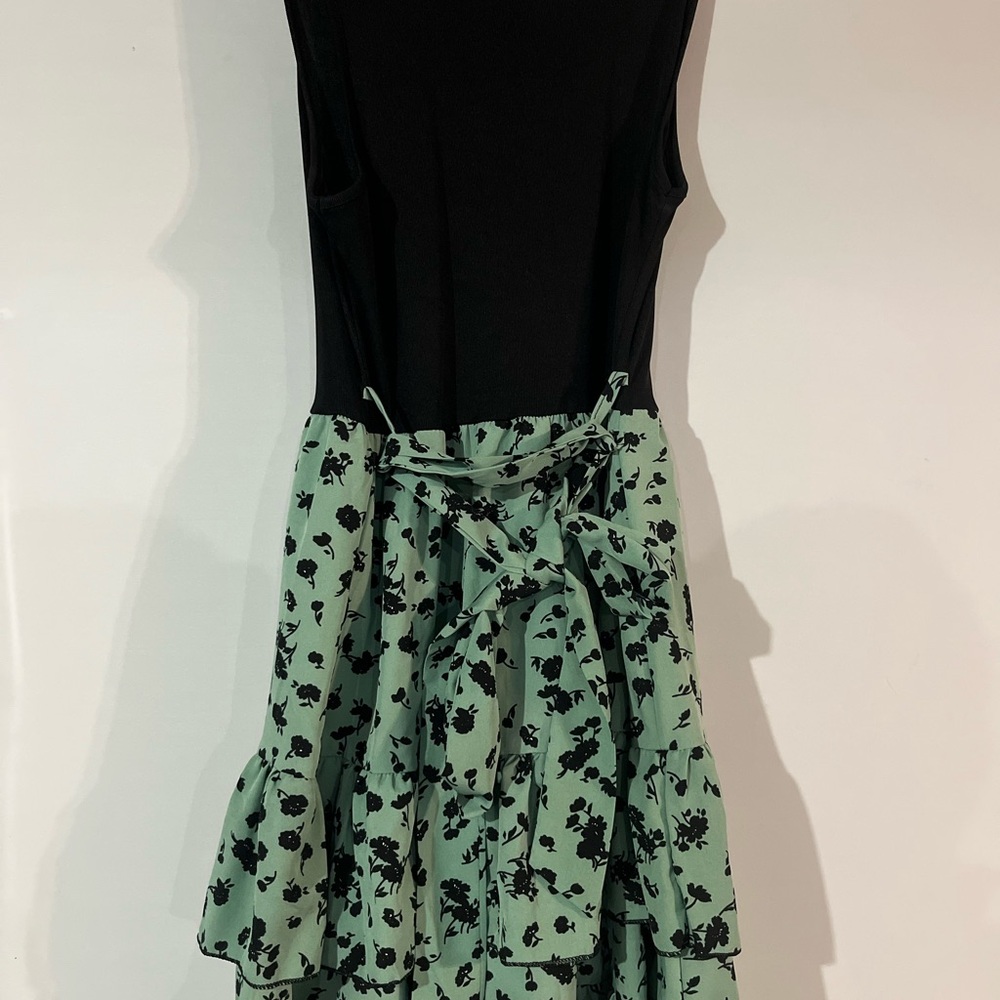 Floral Black and Green Dress